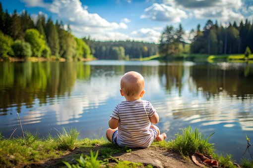 Ai Gerado, Bebê, Lago, Criança, Filho