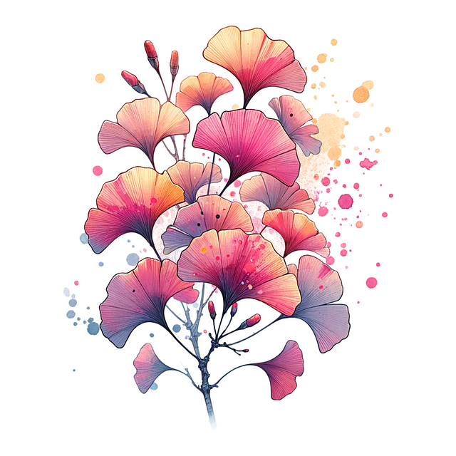 Free ginko leaves flora illustration