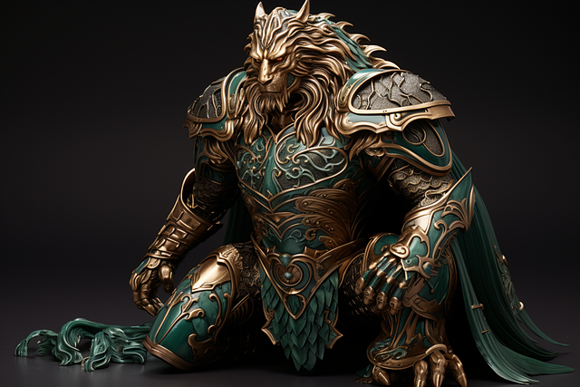 Free lion warrior knight illustration