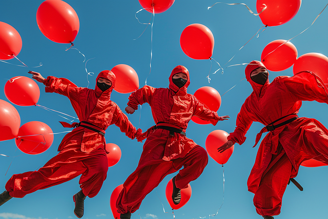 Download free HD stock image of Ninja Red Free ninja red balloons illustration