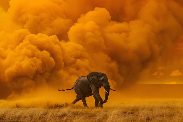 Free elephant danger steppe illustration