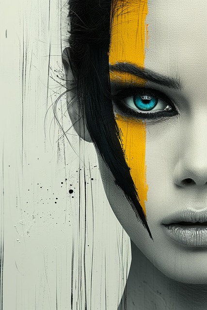 Portrait, Woman, Paint, Face, Yellow