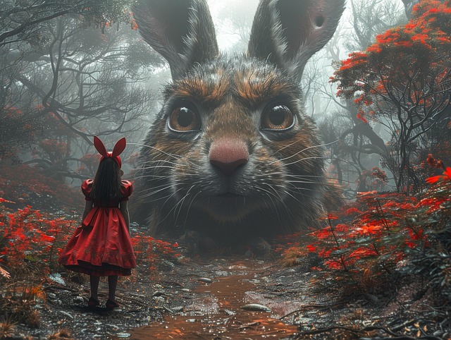 Surreal, Fantasy, Raccoon, Girl, Woman