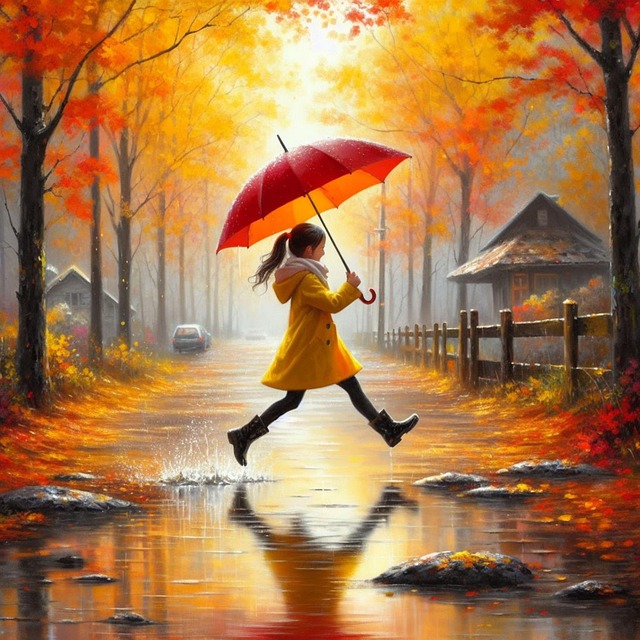 Free rain umbrella autumn illustration