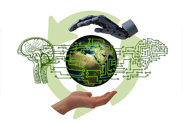 Free artificial intelligence hand brain illustration