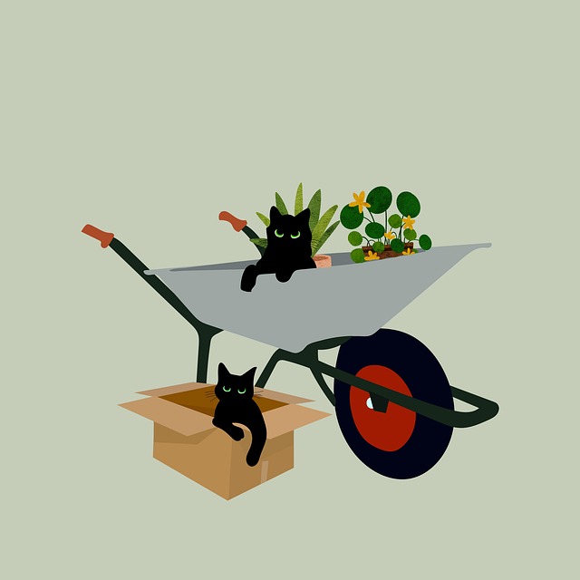 Free cats nature wheelbarrow illustration
