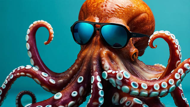 Free ai generated octopus sunglasses illustration
