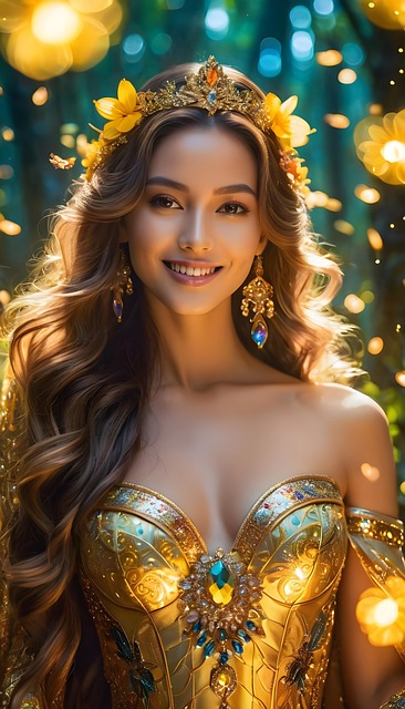 Free ai generated woman gold illustration