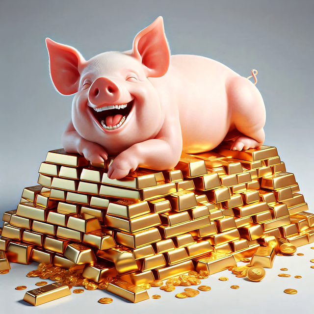 Free ai generated pig gold illustration