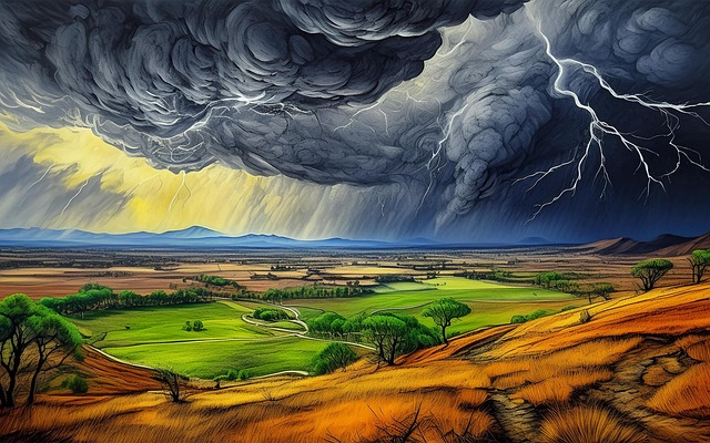 Free storm lightning landscape illustration