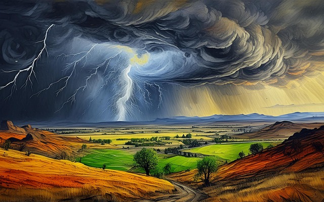Free storm lightning landscape illustration