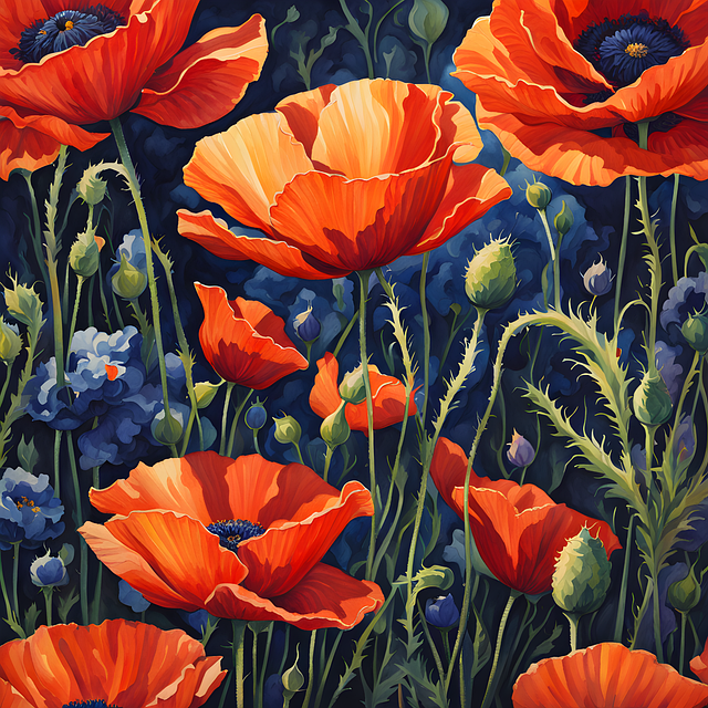 Free poppy night night sky illustration