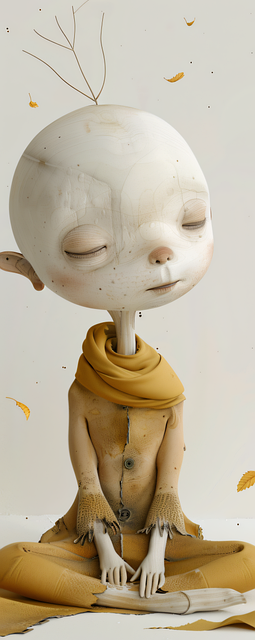 Free meditation puppet cartoon illustration