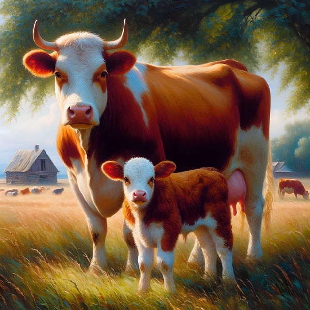 Free animals family cow illustration