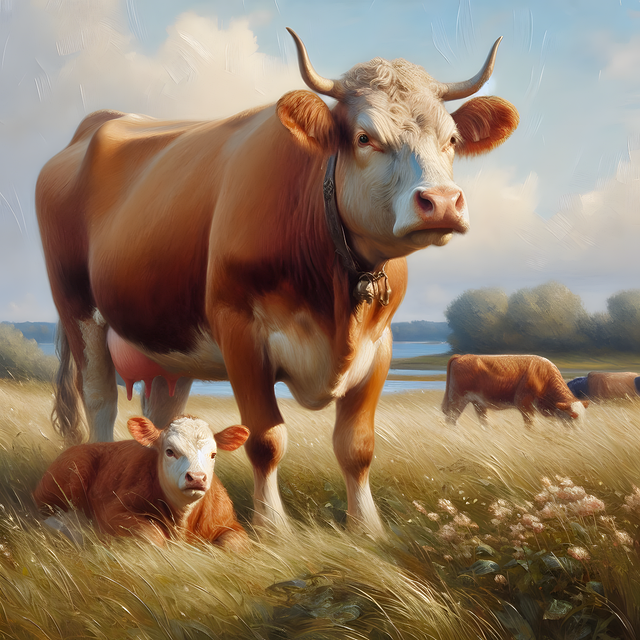 Free animals cow family illustration