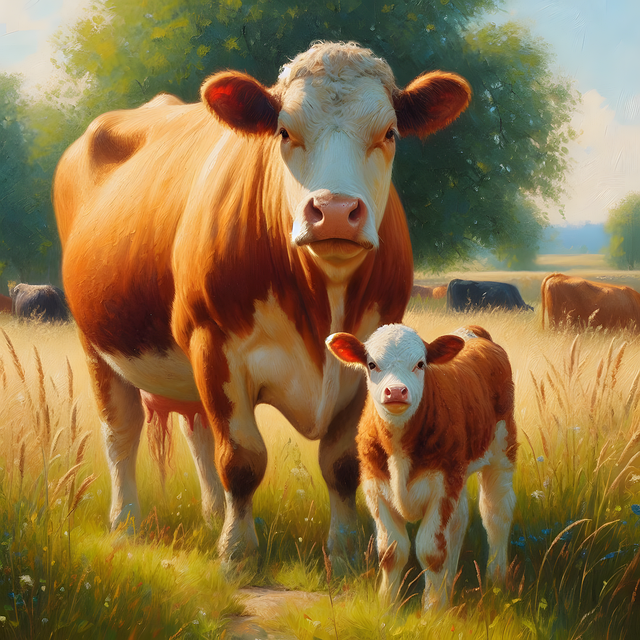 Free animals family cow illustration
