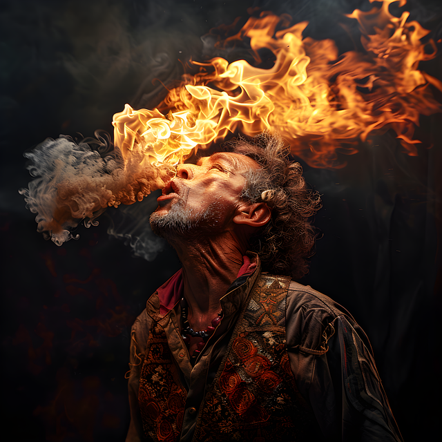 Free swallower fire artist illustration