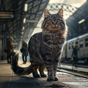 Katze, Tier, Bahnhof, Natur, Haustier