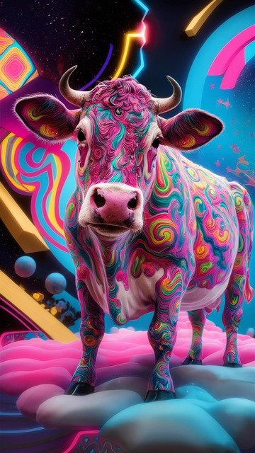 Free ai generated cow rainbow illustration