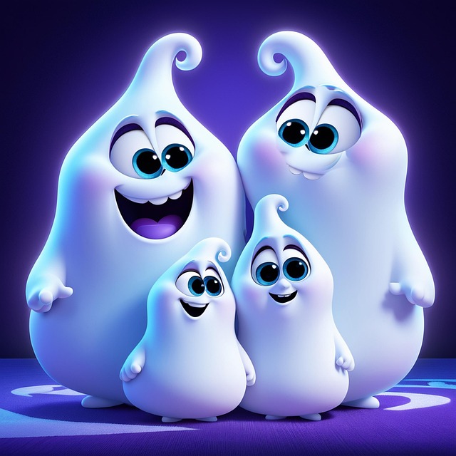 Free ai generated ghosts cartoon illustration