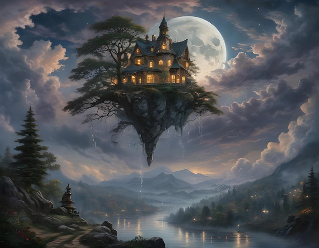 Free ai generated island floating illustration