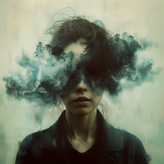 Free ai generated woman clouds illustration