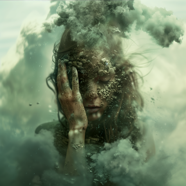 Free ai generated woman clouds illustration