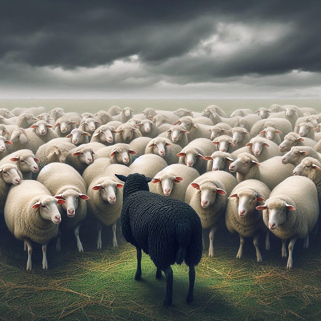 Free black sheep outsider group illustration