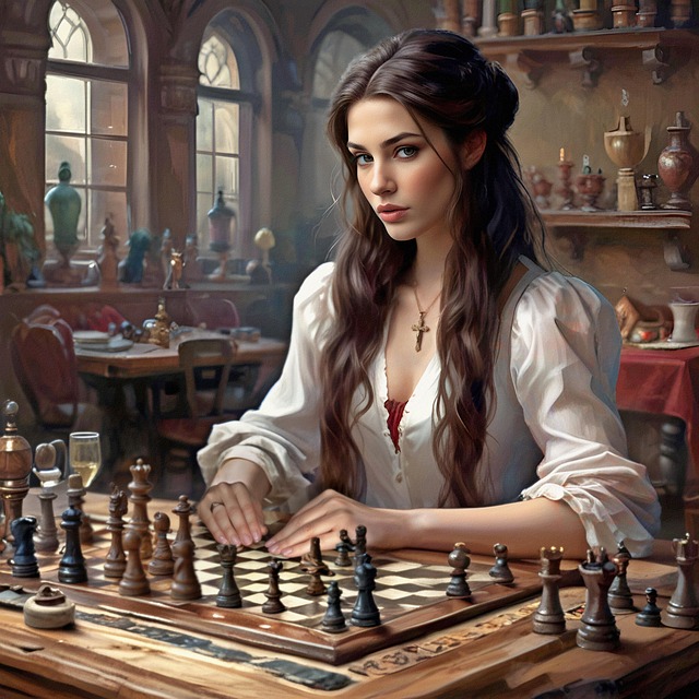 Free woman chess game illustration