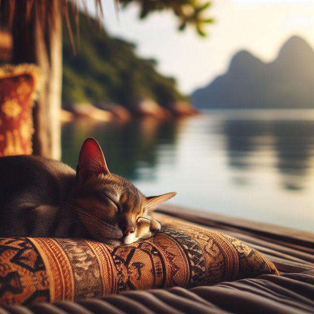 Free cat sleep pillow illustration