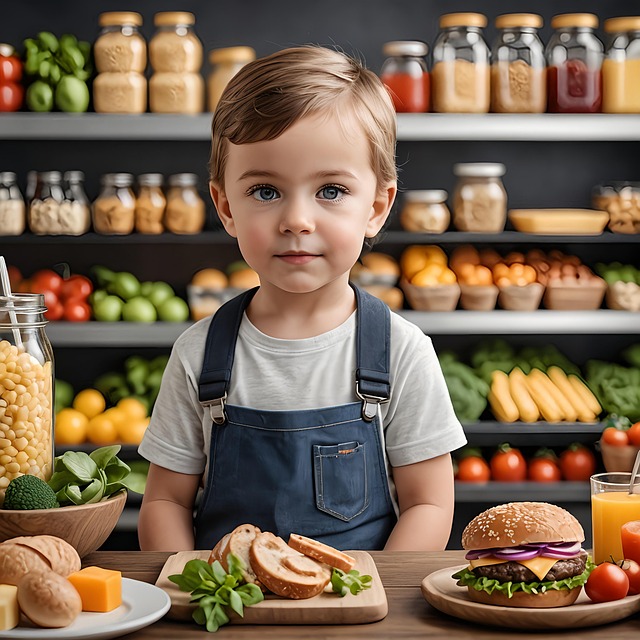 Free ai generated boy food illustration