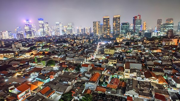 Natt, Bygning, By, Skyline, Arkitektur