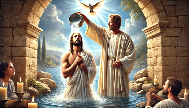 Free ai generated jesus baptism illustration