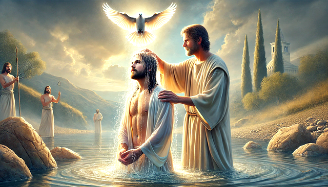 Free ai generated jesus baptism illustration