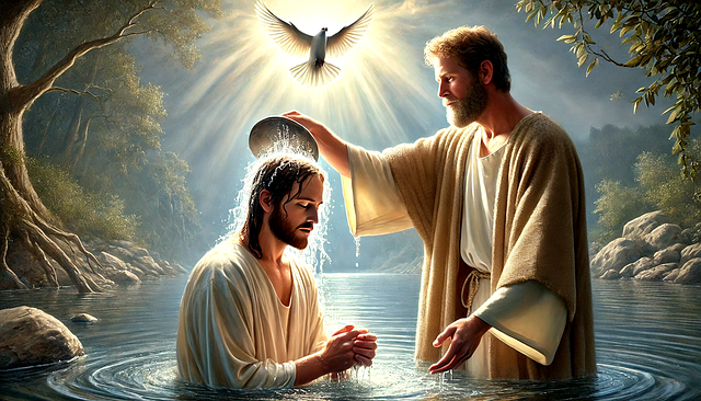 Free ai generated jesus baptism illustration