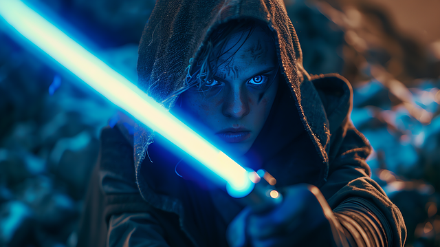 Free ai generated light saber skywalker illustration