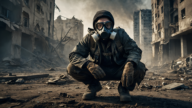 Free ai generated man post-apocalyptic illustration
