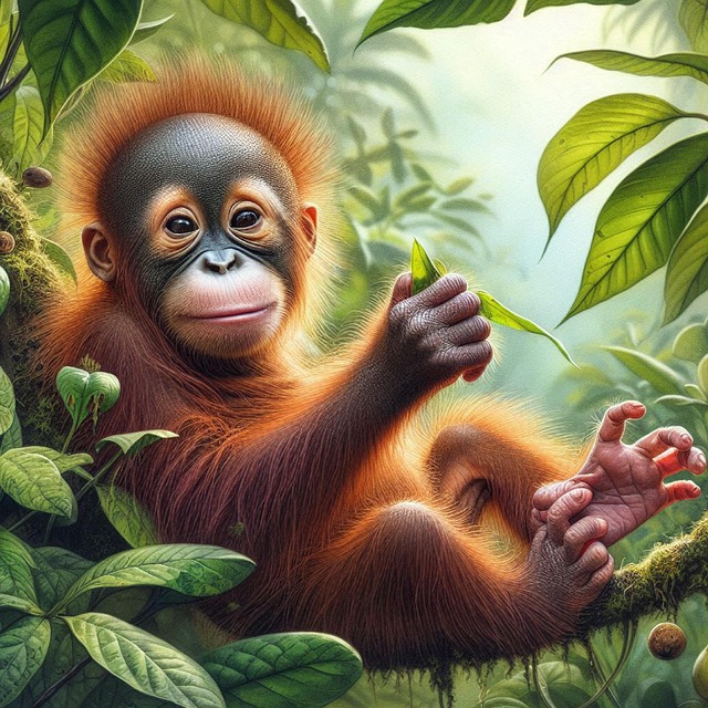 Download free HD stock image of Ai Generated Orangutan Free ai generated orangutan primate illustration