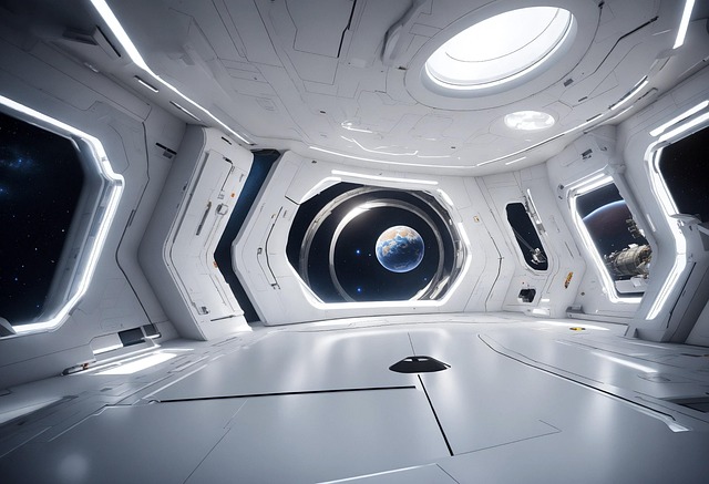 Free ai generated universe space station illustration
