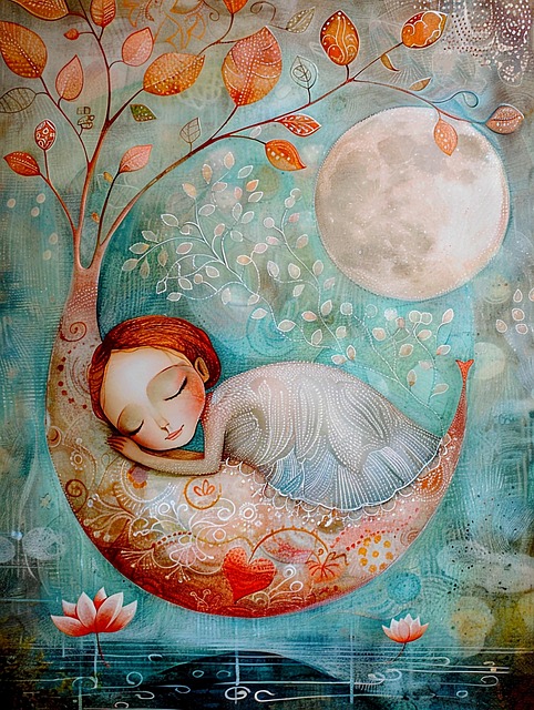 Free ai generated full moon flowers illustration