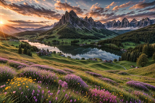 Download free HD stock image of Ai Generated Mountains Free ai generated mountains landscape illustration
