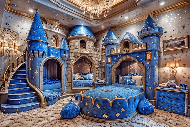 Free castle bed playroom illustration