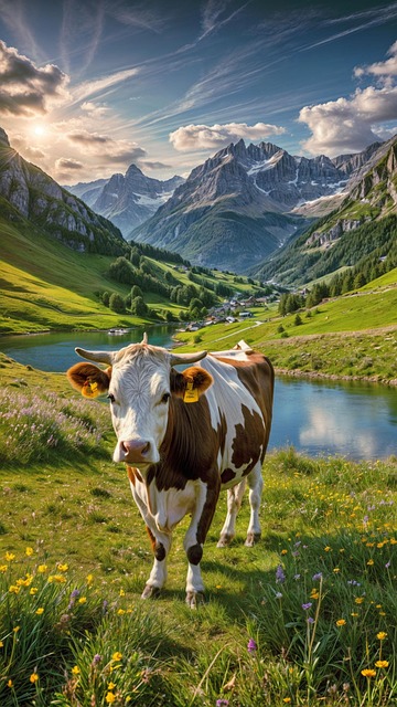 Free ai generated cow nature illustration