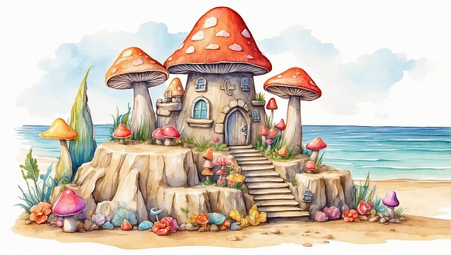 Free house mushroom design illustration