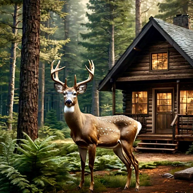 Free ai generated buck cabin illustration