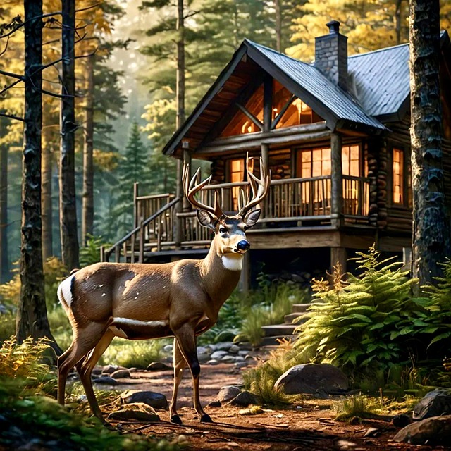 Free ai generated buck cabin illustration