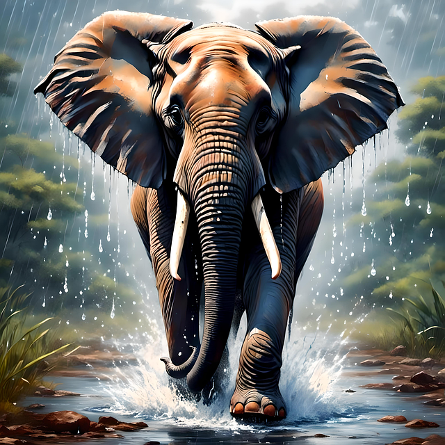 Free ai generated elephant painting illustration