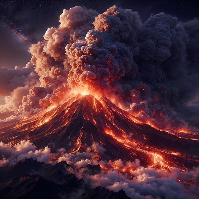 Free volcano lava volcanic eruption illustration