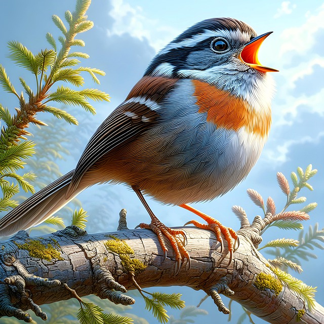 Free bird spring birdsong illustration