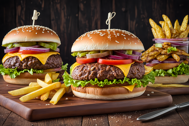 Free american cheeseburgers classic cheeseburgers burgers and fries illustration